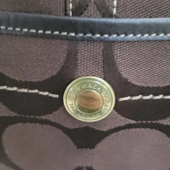 COACH Signature Jacquard Brown Leather Tote G0768-11292 - Picture 5 of 13